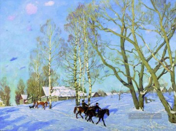 die Marschsonne 1915 Konstantin Yuon Winterlanscape Ölgemälde